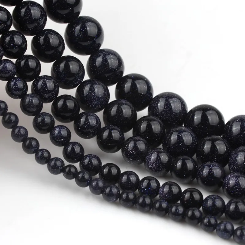 2/3/4/6/8/10/12mm Natural Dark Blue Sand stone Beads Loose Stone Round Loose Beads for DIY Accessories Jewellery Making 15\'\'