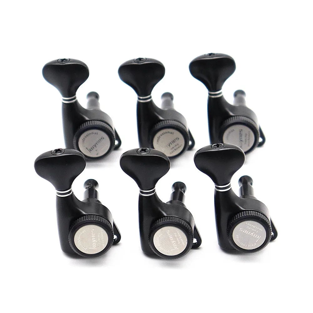 6R Electric Guitar Tuning pegs Locking Tuners String Button Heads Small Fish Tail for GOTOH Style Black/Chrome