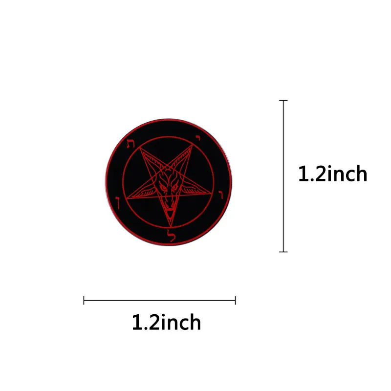 Satanistyczny odwrócony Pentagram z sigilem z Baphomet Demon koza głowa odznaka okultystyczna biżuteria pogańska