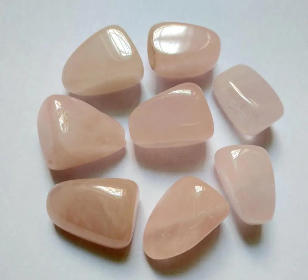 Wholesale 3pcs 100% Natural Rose Pink Quartz Tumbled Healing Gemstones 20-25mm Size Sea Glass Style for Energy Healing Jewelry