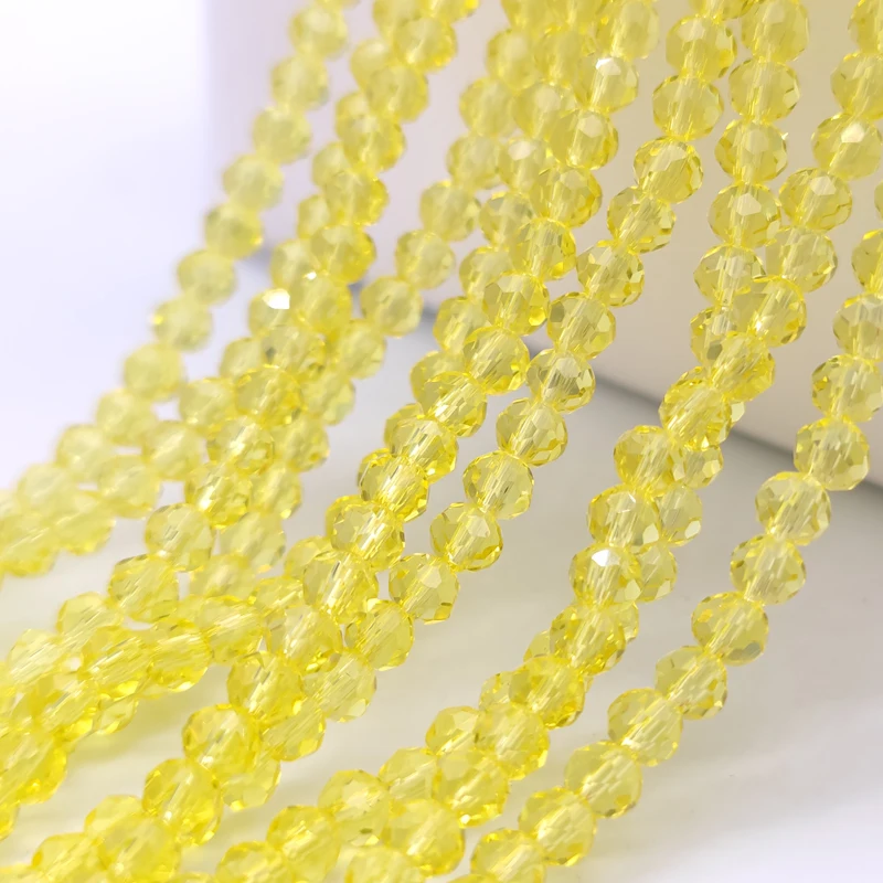 2 3 4 6 8mm Round Faceted Crystal Glass Beads Yellow Clear Crystal Spacer Loose Beads for Jewelry Making DIY Bracelet Necklace