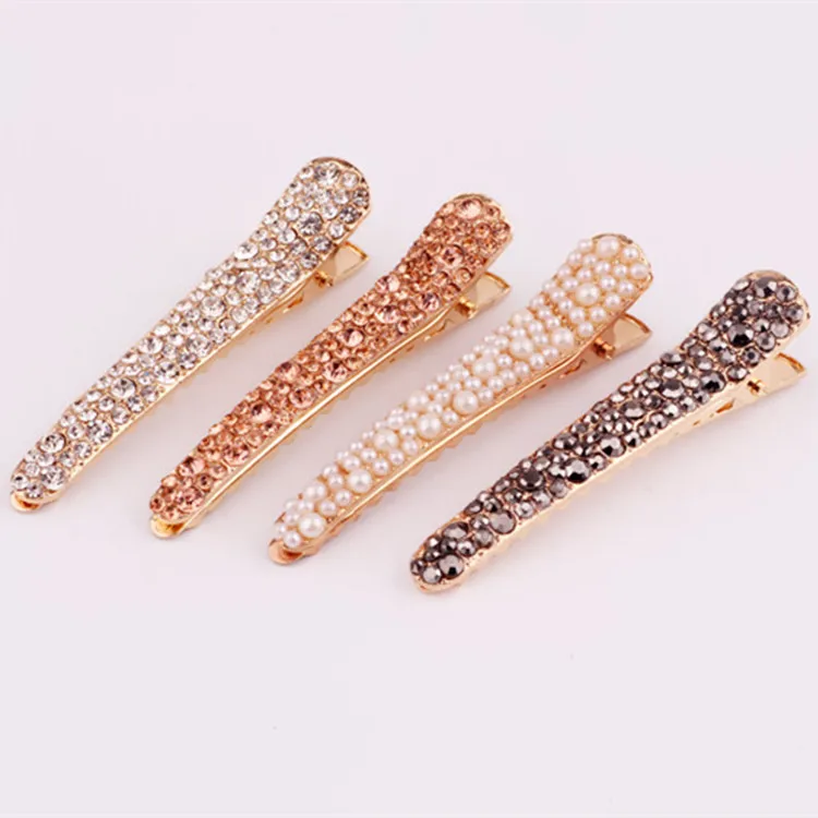 Fashion Jewelry Women's Rhinestone Hairpin Hair Clip Dukbill Toothed Hair Clip Bobby Pin Lady Barrette