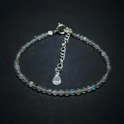 Lii Ji Real Gemstone Labradorite Faceted Beads 2mm Bracelet 925 Sterling Siver Clasp adjustable Nice gift for Friends Mother