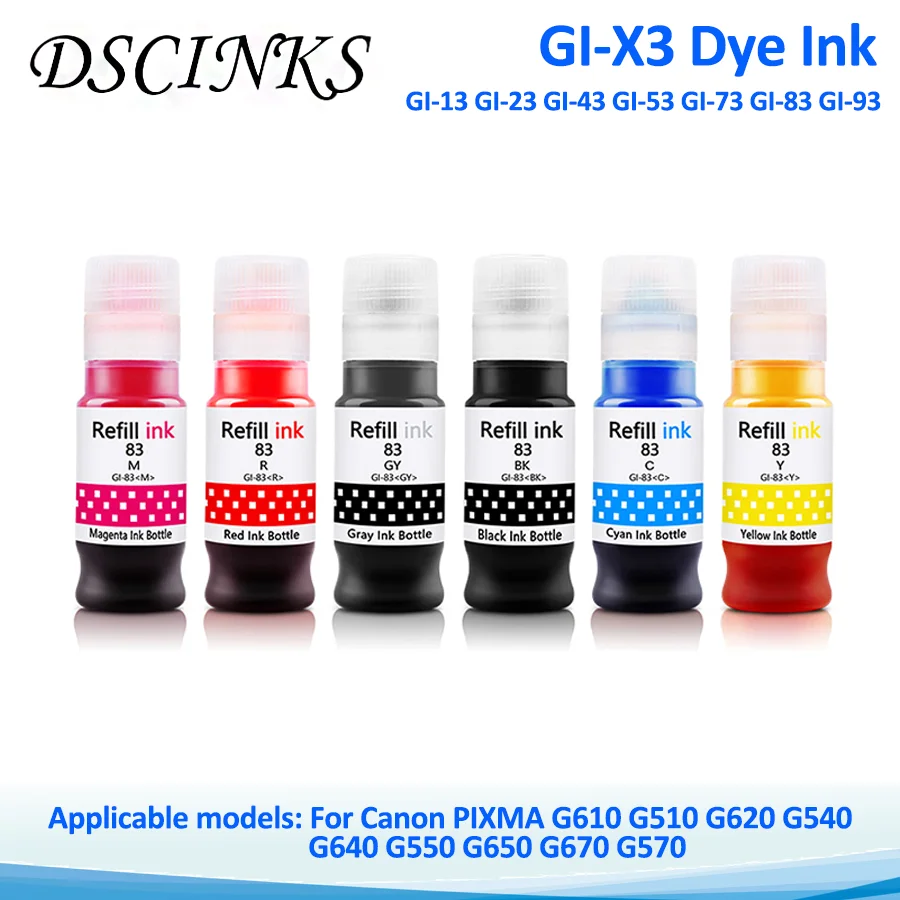 For Canon GI-X3 High Imitation Original Dye GI-13 23 43 53 93 For Canon Canon PIXMA G610 G510 G620 G540 G640 G550 G650 Printer