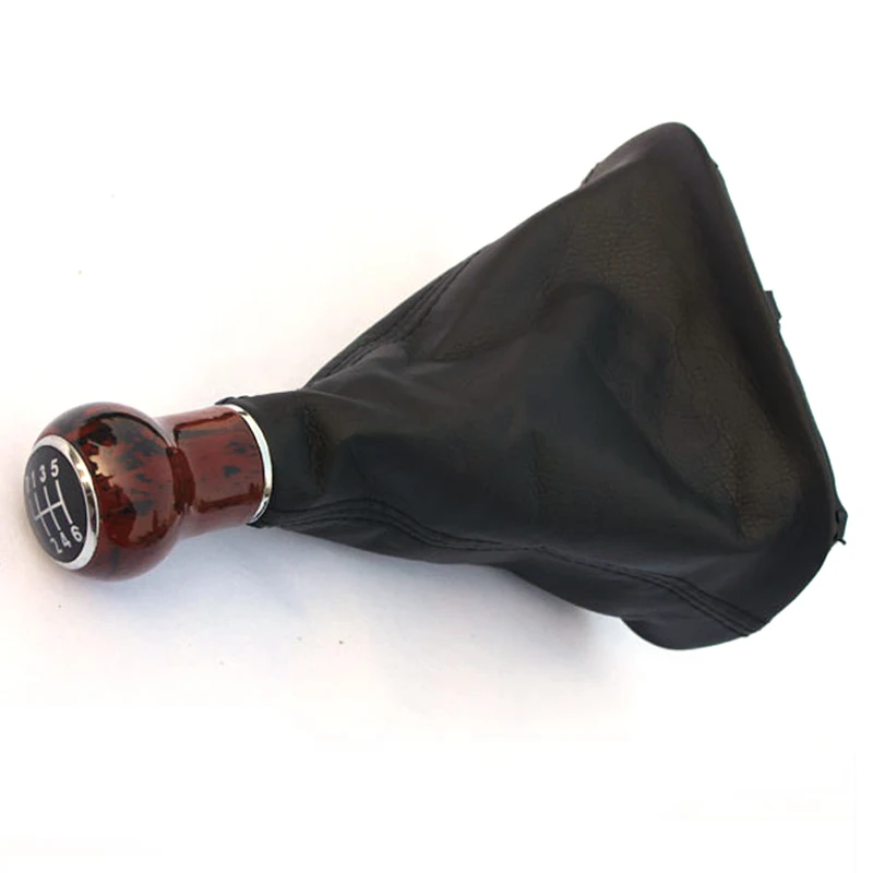 For Passat B5 2001 2002 - 2005 Car Styling 5 / 6 Speed Gear Shift Knob With Real PU Leather Boot Wooden Auto Parts