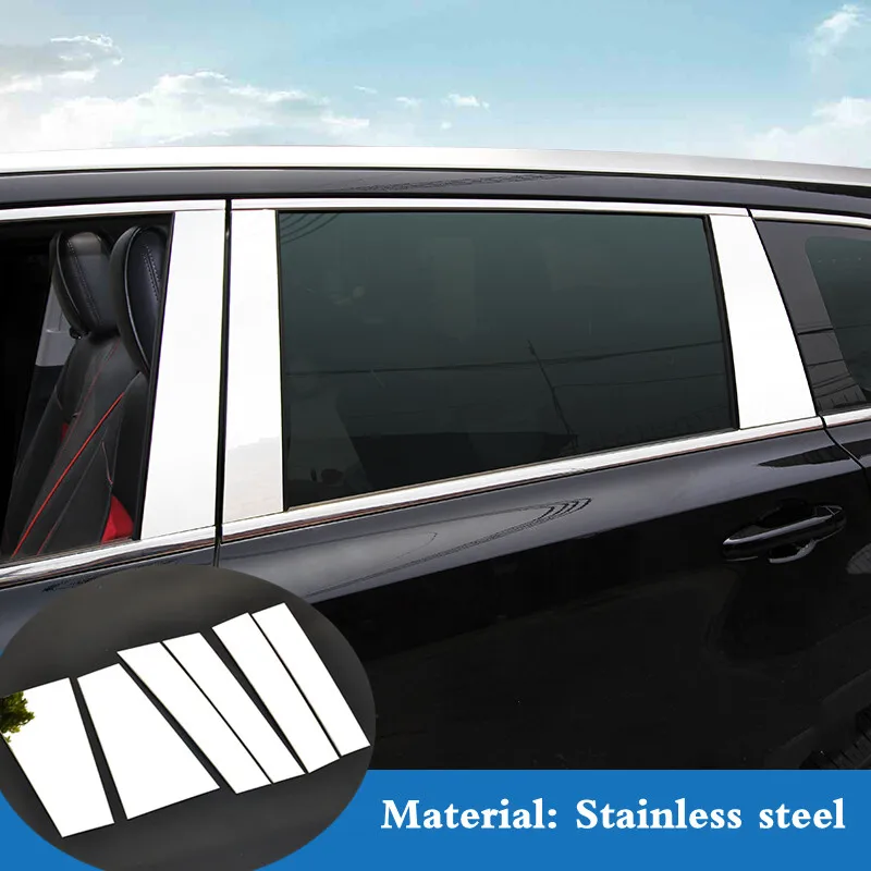 

For Toyota Highlander Kluger 2014 2015 2016 2017 2018 Stainless Car Window trims Side Column Pillar Cover Trim accessories 6pcs