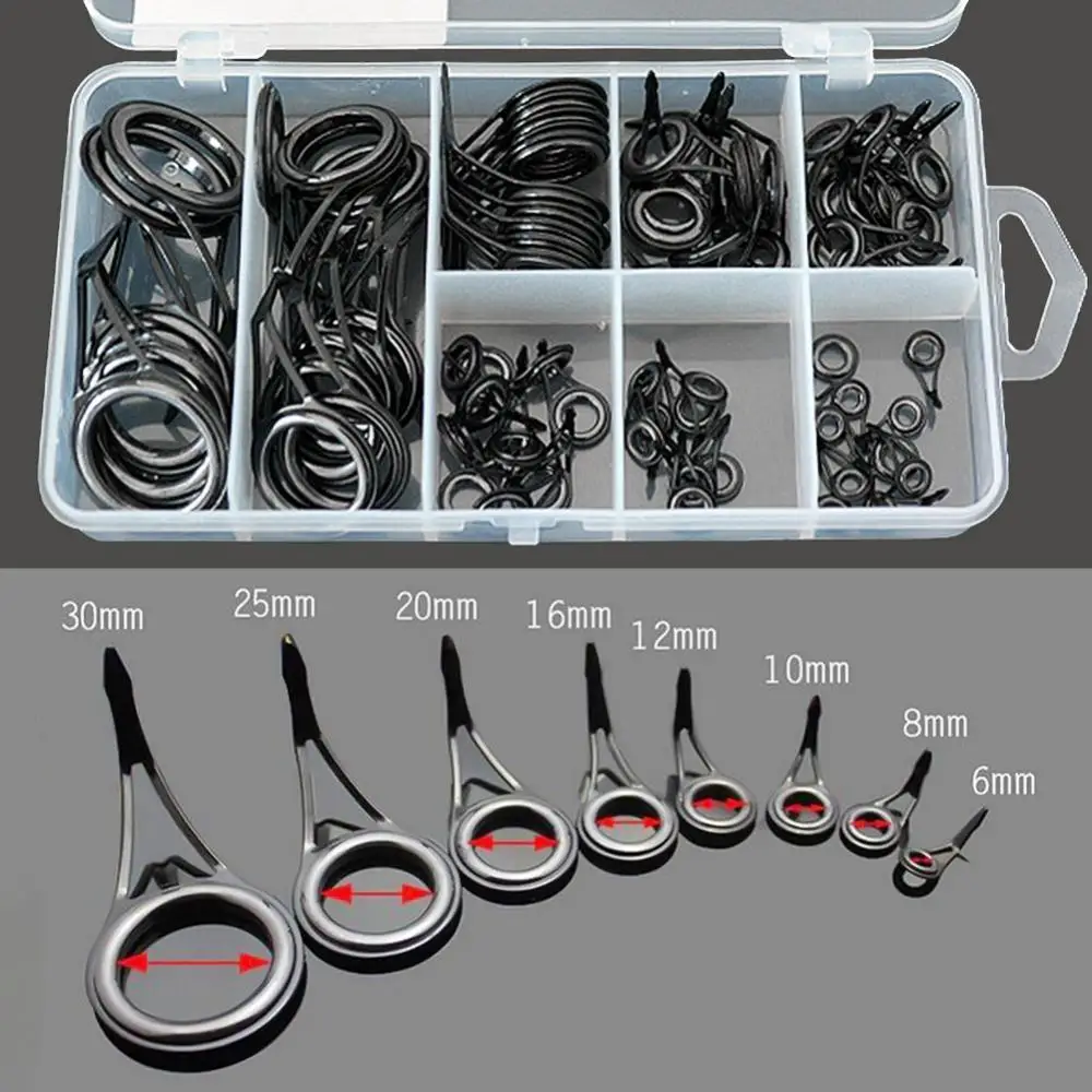 

80% Hot Sale 75Pcs 8 Sizes Fishing Rod Guide Line Kit Straight Single Foot Rings Repair Eyes