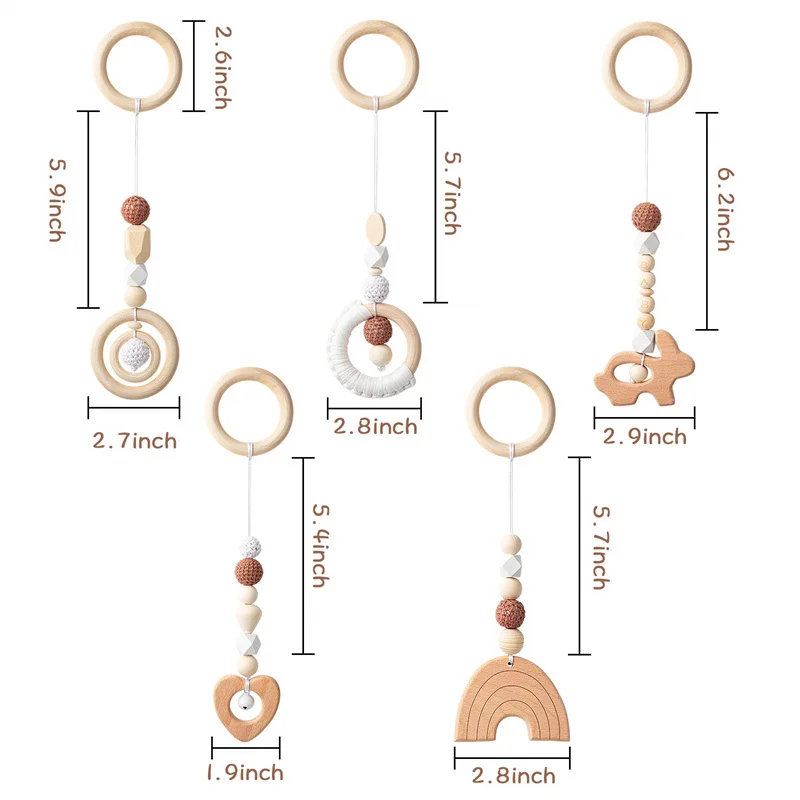 4pcs/lot Nordic Baby Nursery Gym Playing Wooden Beads Hanging Toy Home Bedroom Decoration Pendant For kid Boy Girl room decor