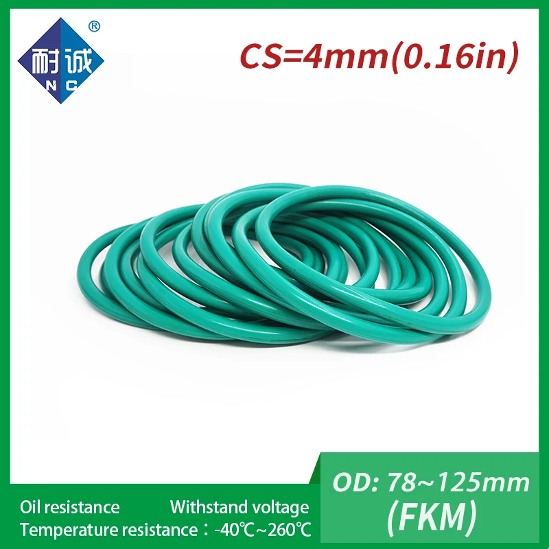 

1PC/lot Rubber Ring Green FKM O ring Seals Thickness 4mm OD78/80/85/90/95/100/105/108/120/125mm Rubber O-Rings Fuel Washer