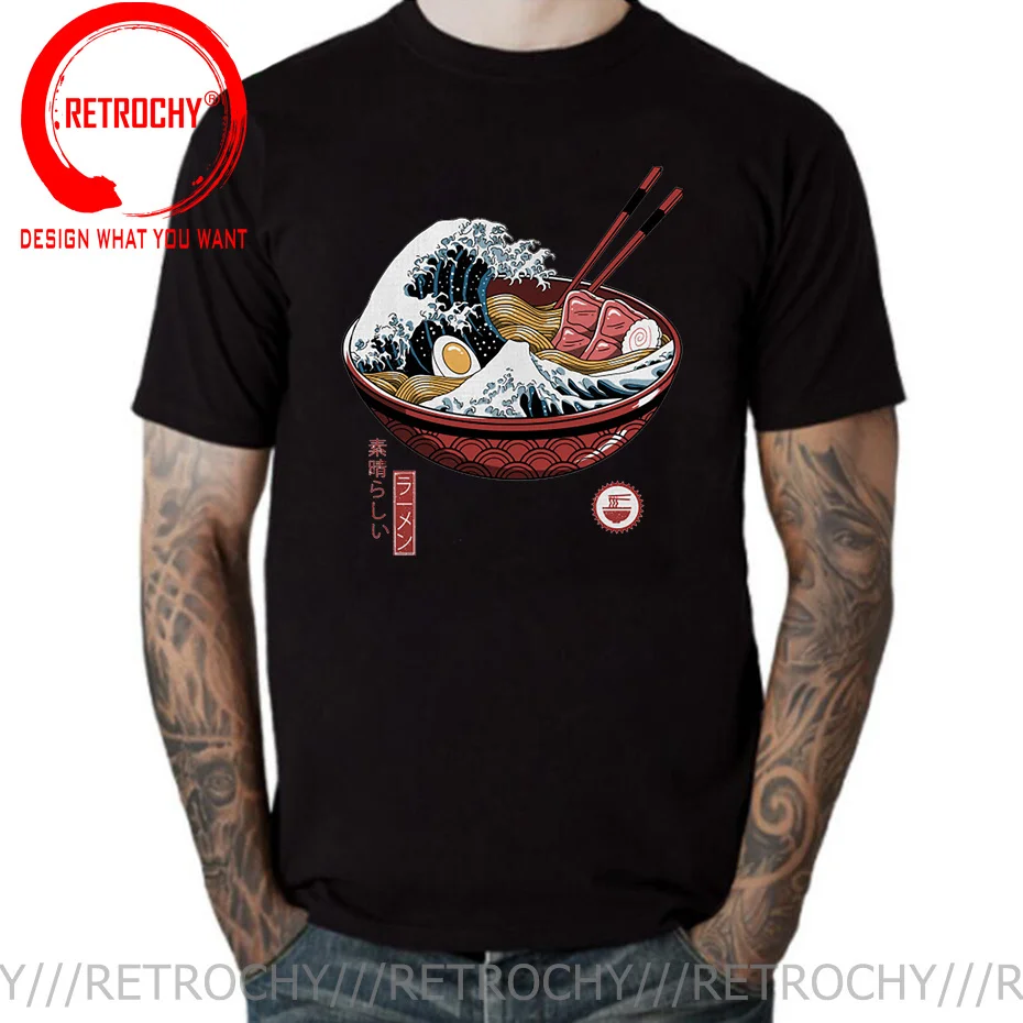 The Great Retro Wave Ramen Monster Japanese Anime T-shirt Harajuku Streetwear Ramen Kaiju tshirt Funny Cool Hip Hop Tops T Shirt