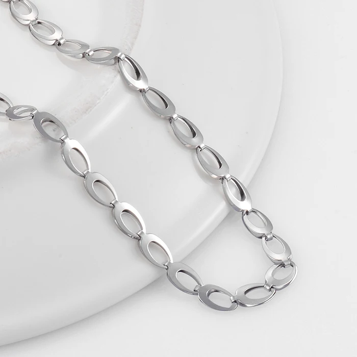 Neue runde Kettenkette aus Edelstahl, modische Halskette für Männer und Frauen. – Detail 1