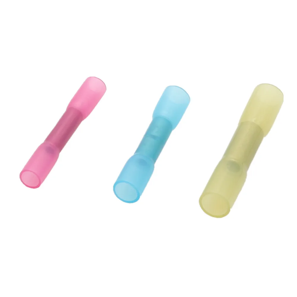 50PCS BHT Heat Shrinkable Butt Waterproof Connector 12-10 16-14 22-16AWG Splice Butt Heat Shrink Tube Joint Crimp Terminal