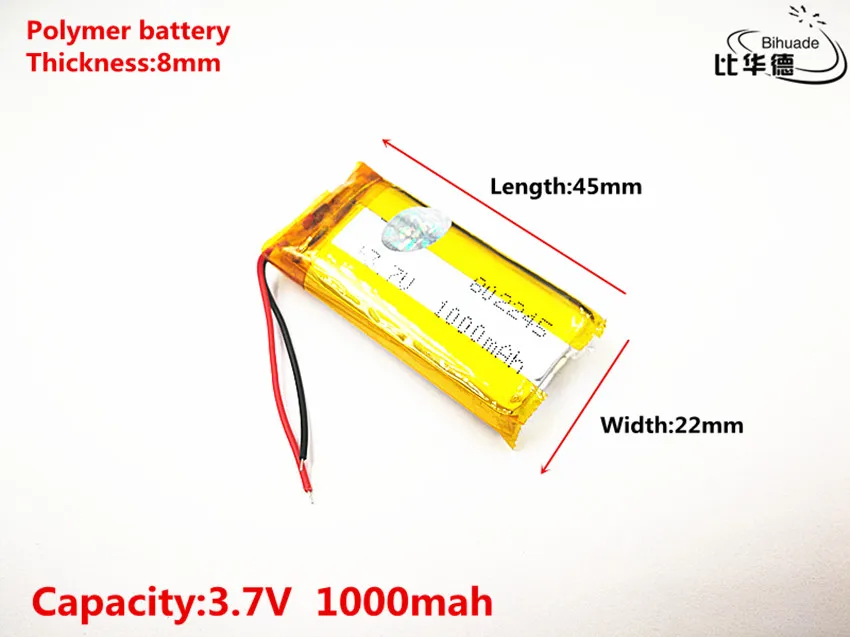 Litrowa bateria energetyczna Dobra jakość 3,7 V, 1000 mAH, 802245   Polimerowy akumulator litowo-jonowy / litowo-jonowy do zabawek, POWER BANK, GPS,