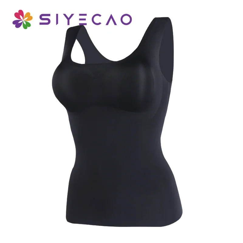 Women Ice Silk Tank Top Lady Camisole Tops Breathable Top One Piece Push Up Massage Cup Long Sleeveless Vest Removable Chest Pad