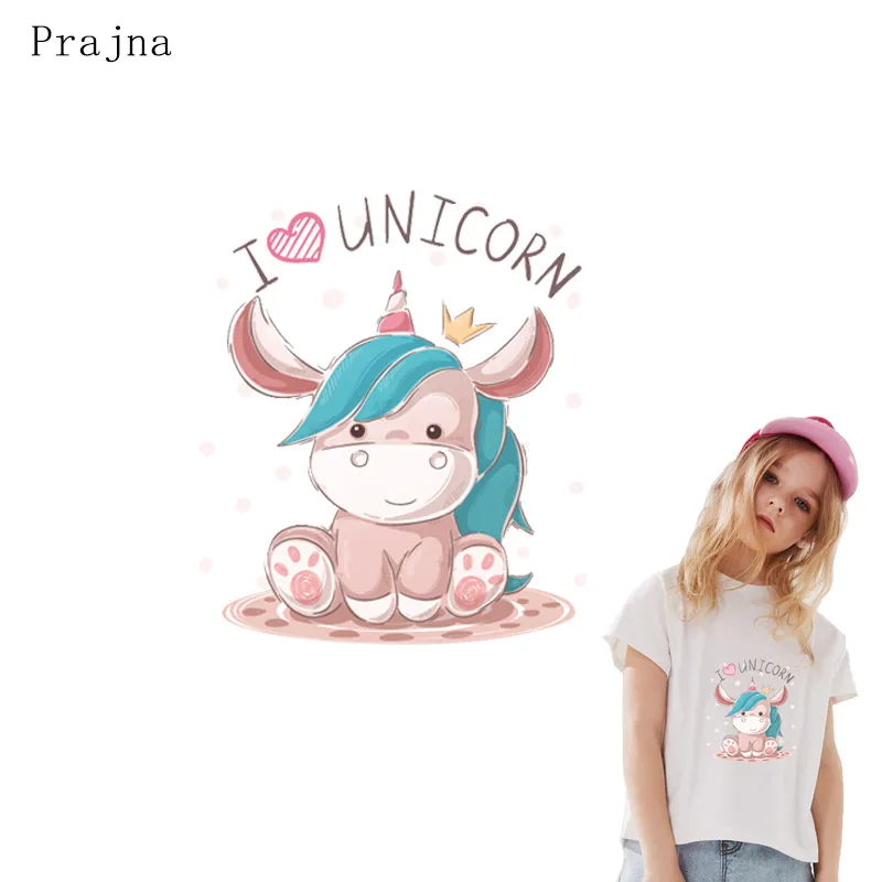 Prajna Cartoon Transfer Iron On Unicorn Transfers For T Shirt Kids Heat Transfer Patches For Clothing Stickers Stripe On Clothes