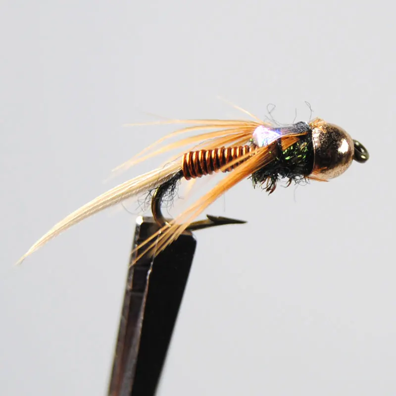 ICERIO 10PCS Copper John Fly Brass BeadHead Nymphs Tying Hook Trout Fishing Fly Lure Baits