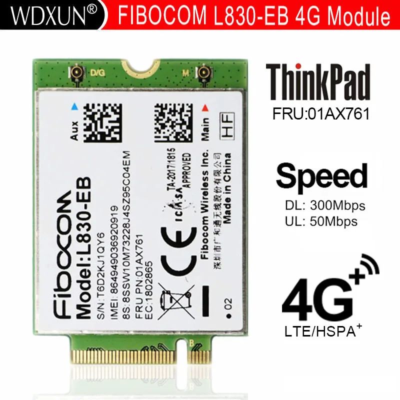 Fibocom-módulo inalámbrico L830-EB LTE 4G, 01AX761, para THINKPAD X380/T480S/T480/X280/T580/L580/L480/S1 gen 4