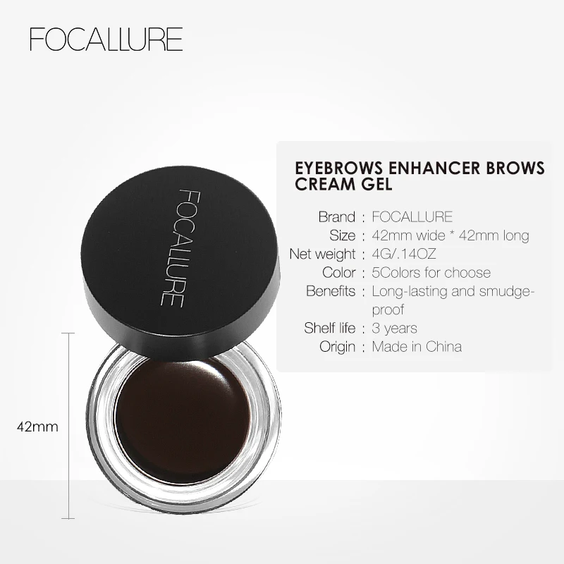 FOCALLURE 5 Colors Eyebrow Gel Waterproof Long Lasting Eyebrow Enhancer Eye Brow Powder Cream Makeup Women Cosmetics