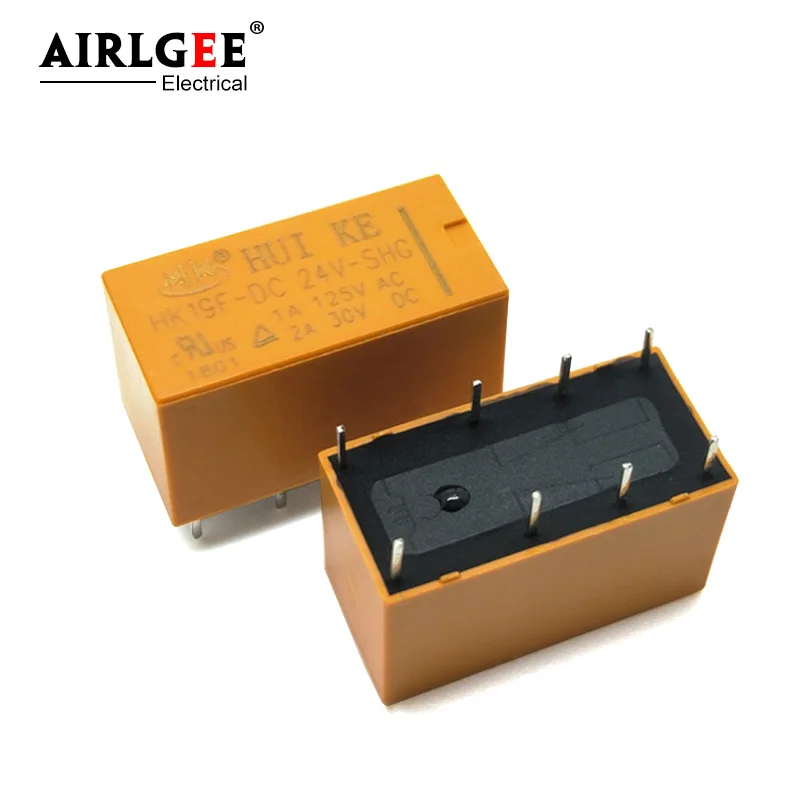 5 Pcs HK19F-DC24V-SHG Coil Volt DC24V PCB Type Electronic Power Relay