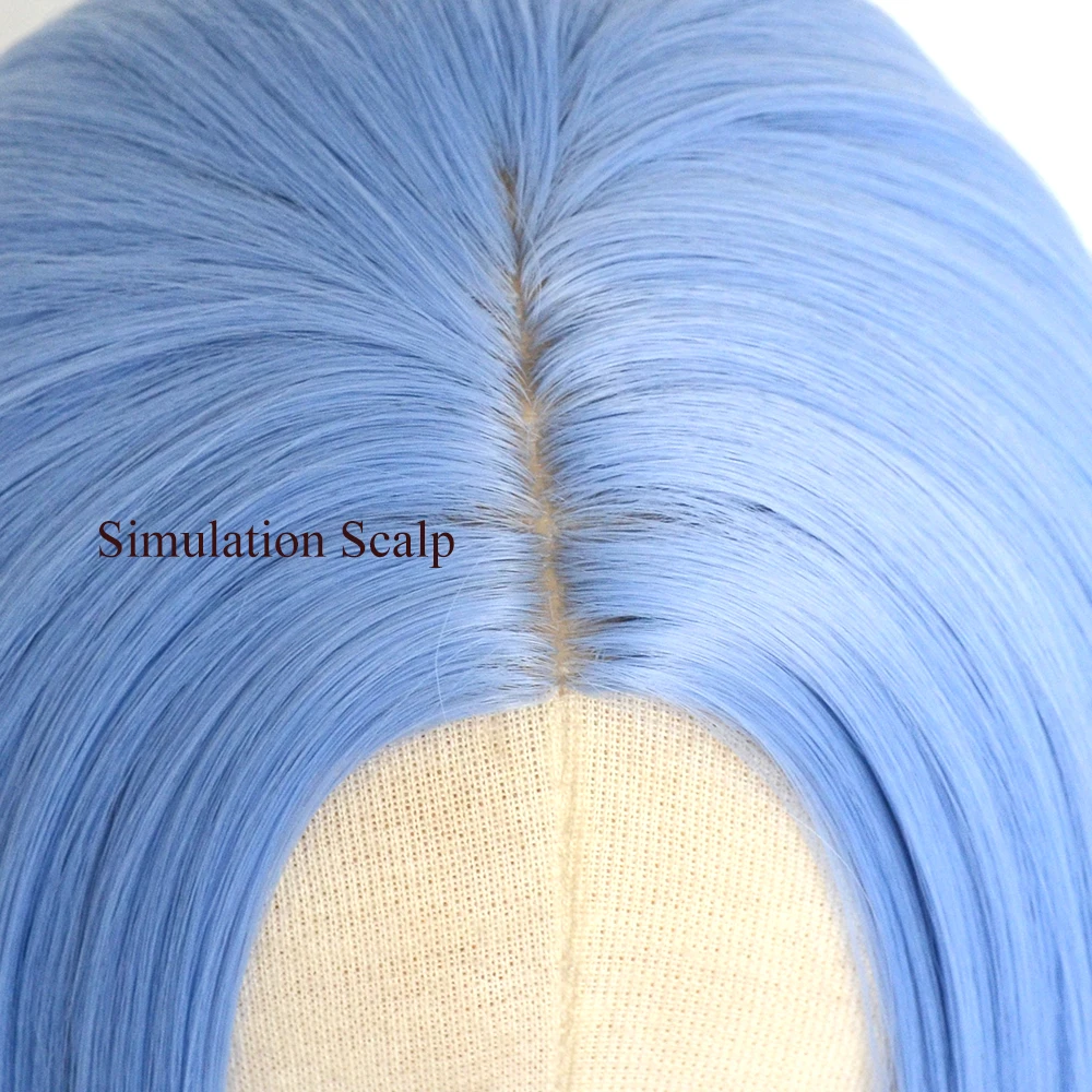 Vogue Queen Light Blue Synthetic Long Straight Wig Full Machine Made Wig Heat Resistant Fiber Cosplay For Women