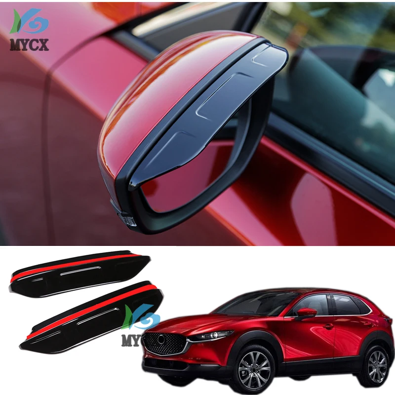 

ABS Chrome/Black Car Side Door Rearview Mirror Rain Eyebrow Cover Trim Sticker for Mazda CX-30 CX30 2020 2021 Accessories