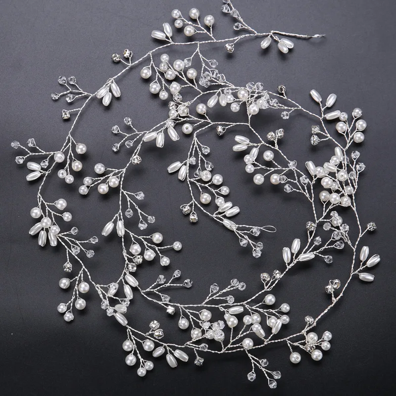 2020 Wedding Hair Accessories Crystal Pearl Headband tiara Flower Headpiece Hair Vine Women Hair Jewelry Bridal Hair Accessories