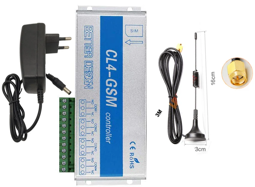 Interruptor GSM para puerta de garaje, controlador SMS, 4 relés de salida, CL8-GSM, ideal para control de dispositivos eléctricos domésticos