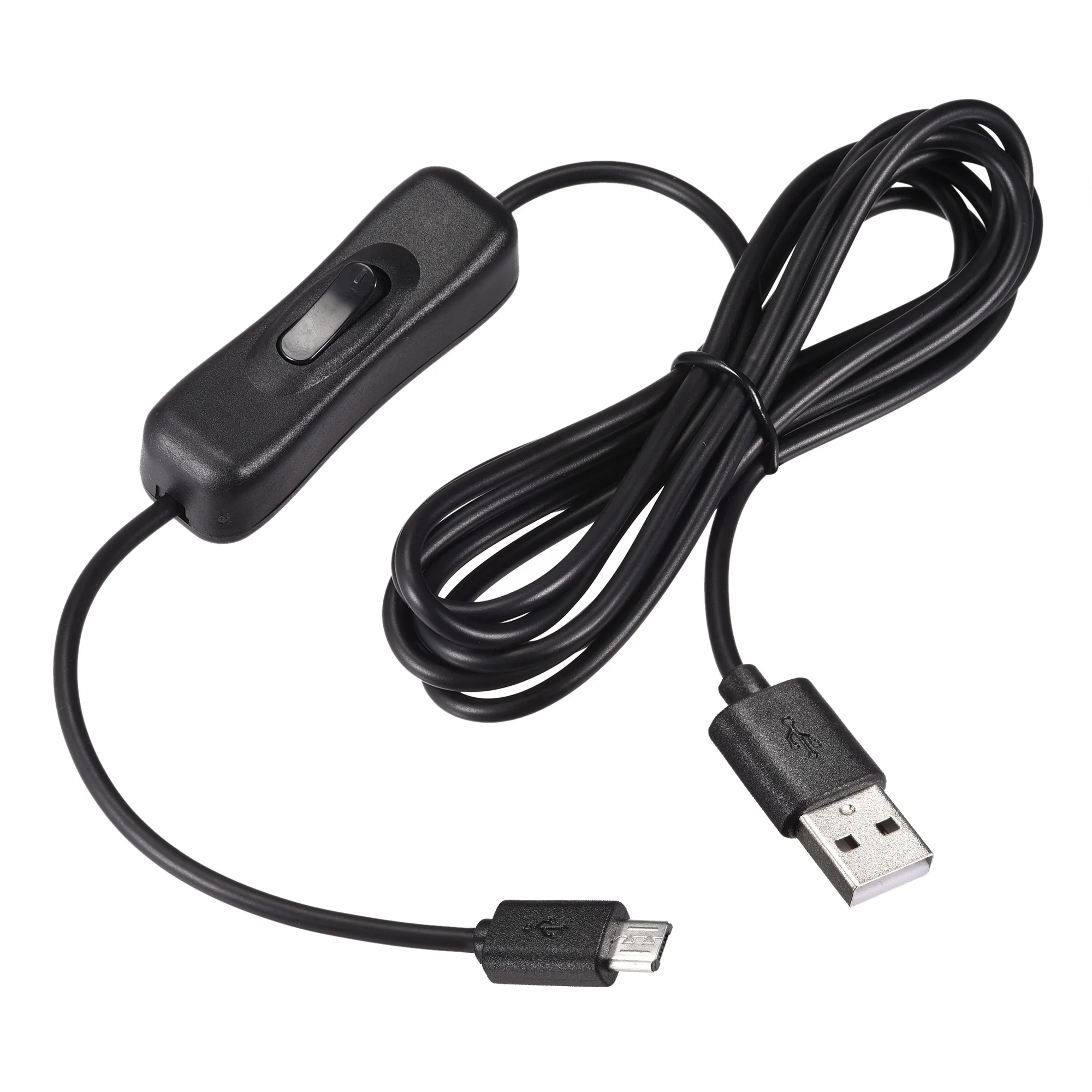 Uxcell USB Cable with Switch USB Male to Micro USB Male Extension Cord 2M Black 2Pcs