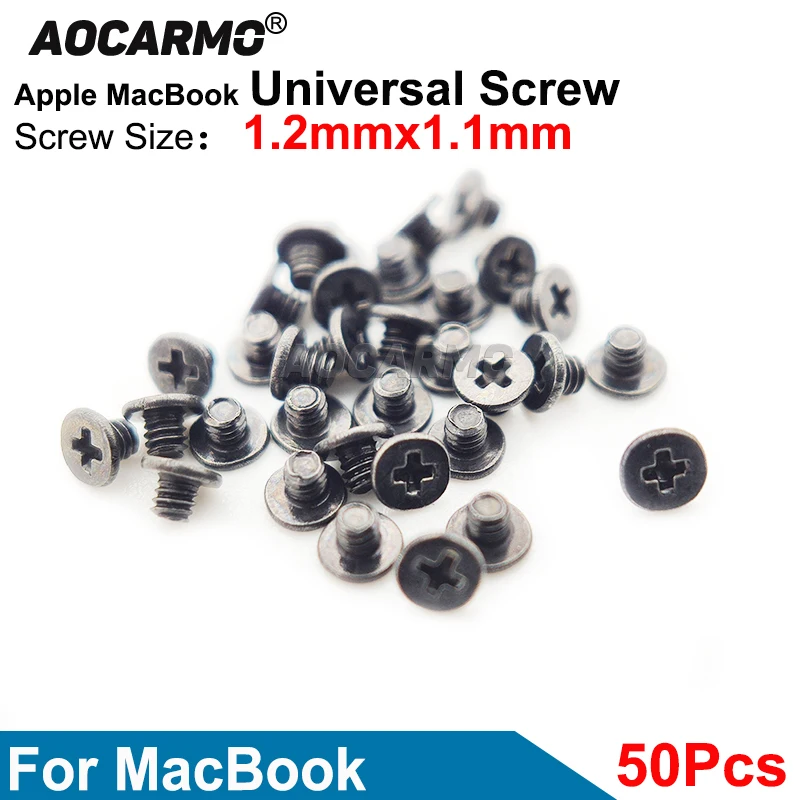 Aocarmo 50Pcs Screws Size 1.2mmx1.1mm For Apple MacBook Keyboard Bottom Universal Screw Bolt Replacement Parts