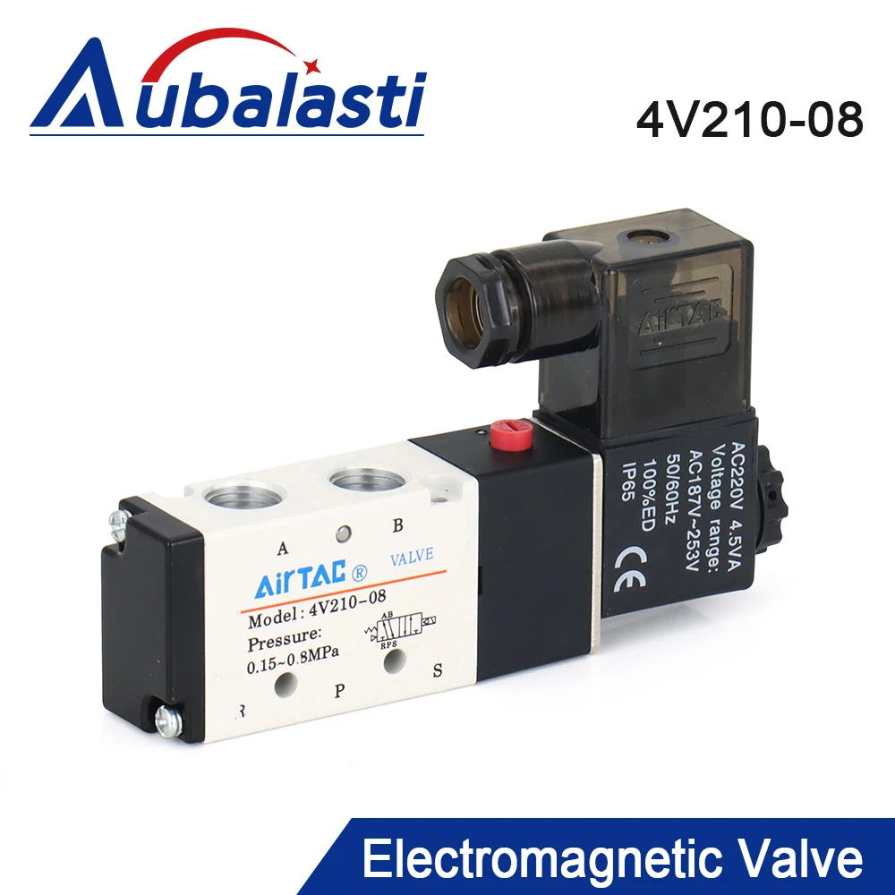 

Original AirTac Pneumatic Electric Solenoid Valve 5Way 2 Position Control Air Gas Magnetic Valve 4V210-08 12V-220V Coil Volt