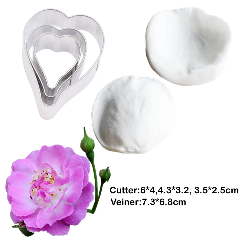 Wild Rose Flower Veiner Silicone Mold DIY Fondant Cake Mold mold Gumpaste Baking Utensils,Surgarcraft Cutters CS402