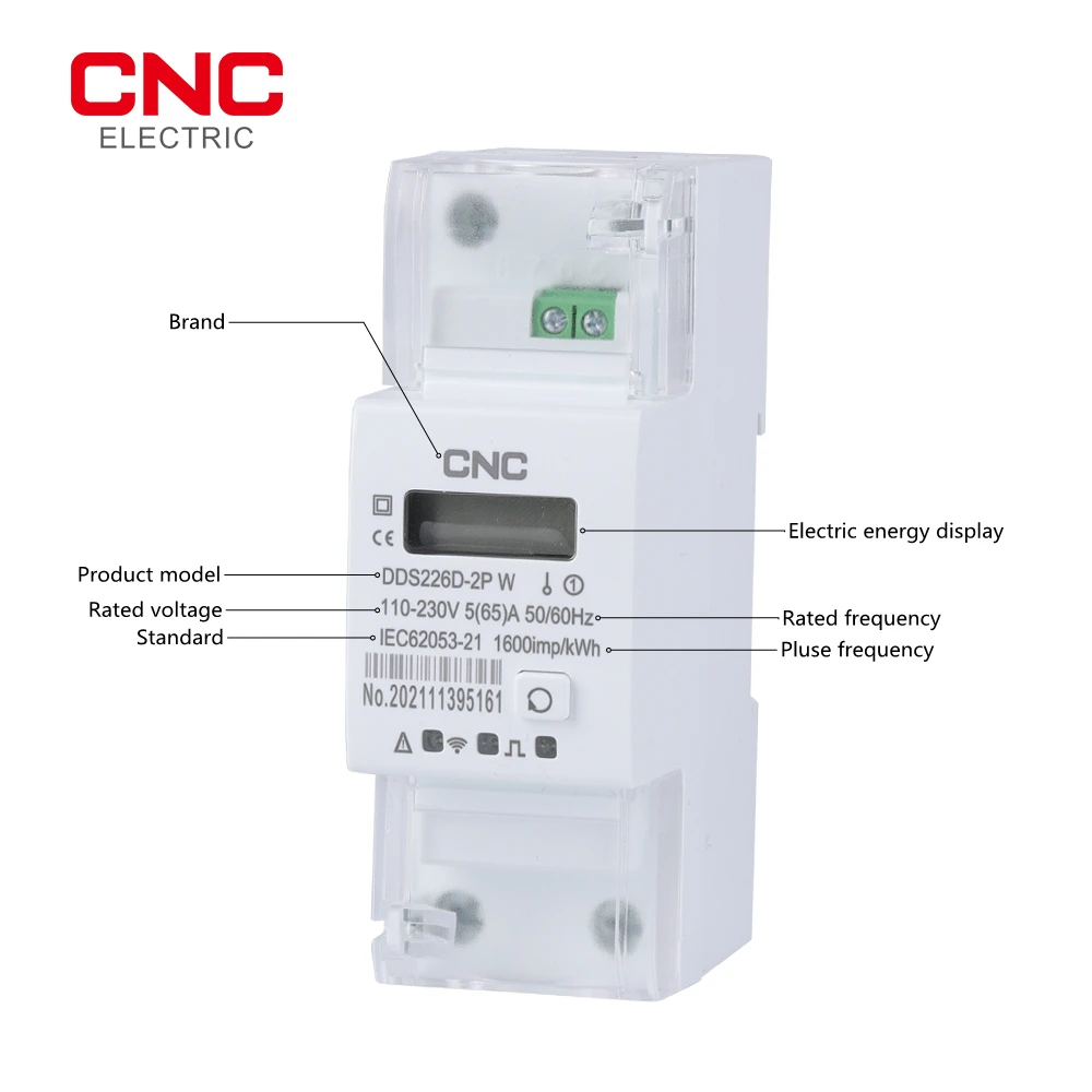 CNC DDS226D-2P WIFI Single Phase 65A Din Rail Smart Energy Meter timer Power Consumption Monitor kWh Meter Wattmeter 110V 220V