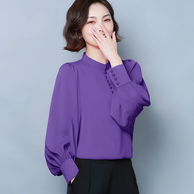 2020 Woman Spring & Autumn Office Lady Lantern Sleeve Loose Chiffon Blouse