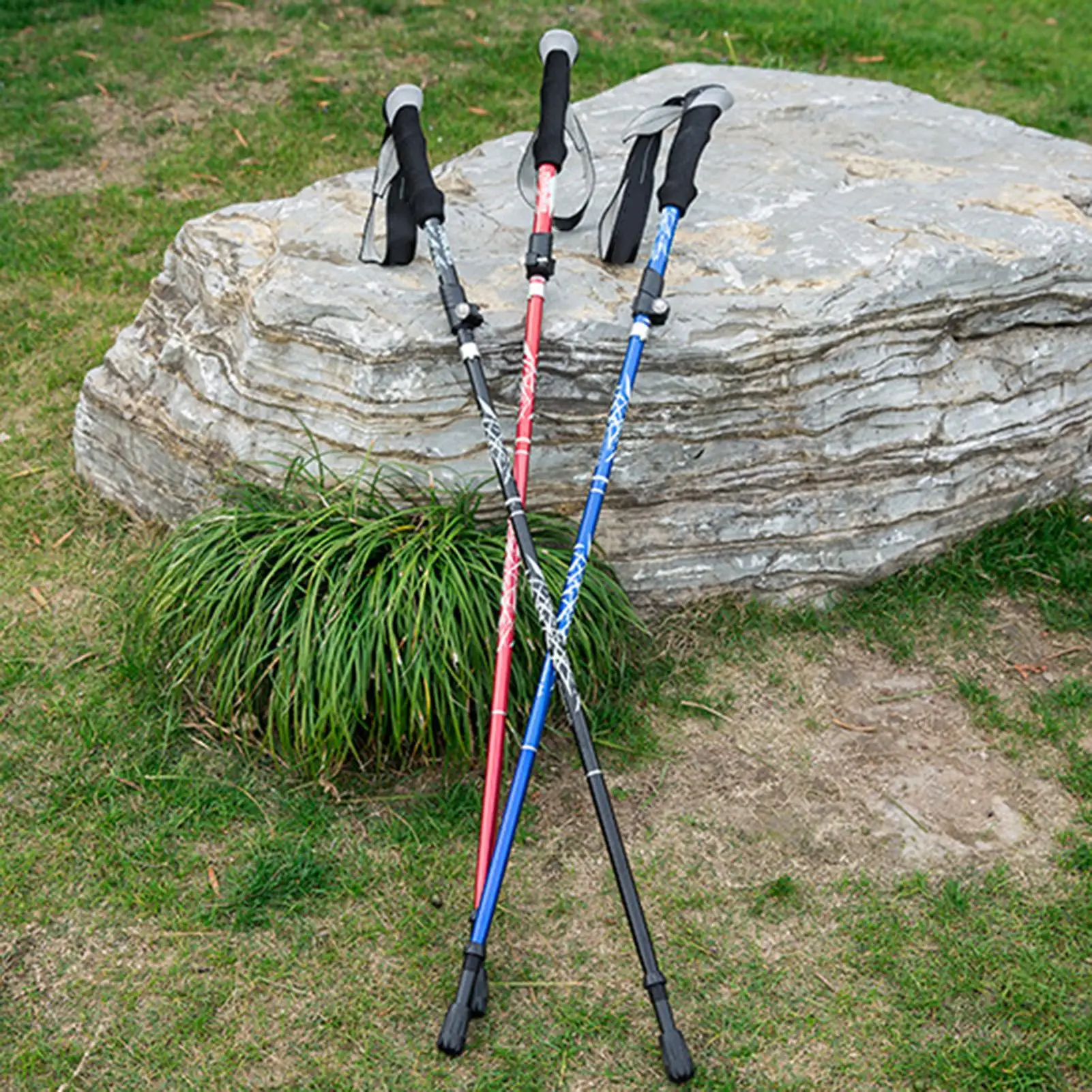 

Auminum Alloy Telescopic Ultralight Trekking Pole Anti Shock Hike Folding Stick