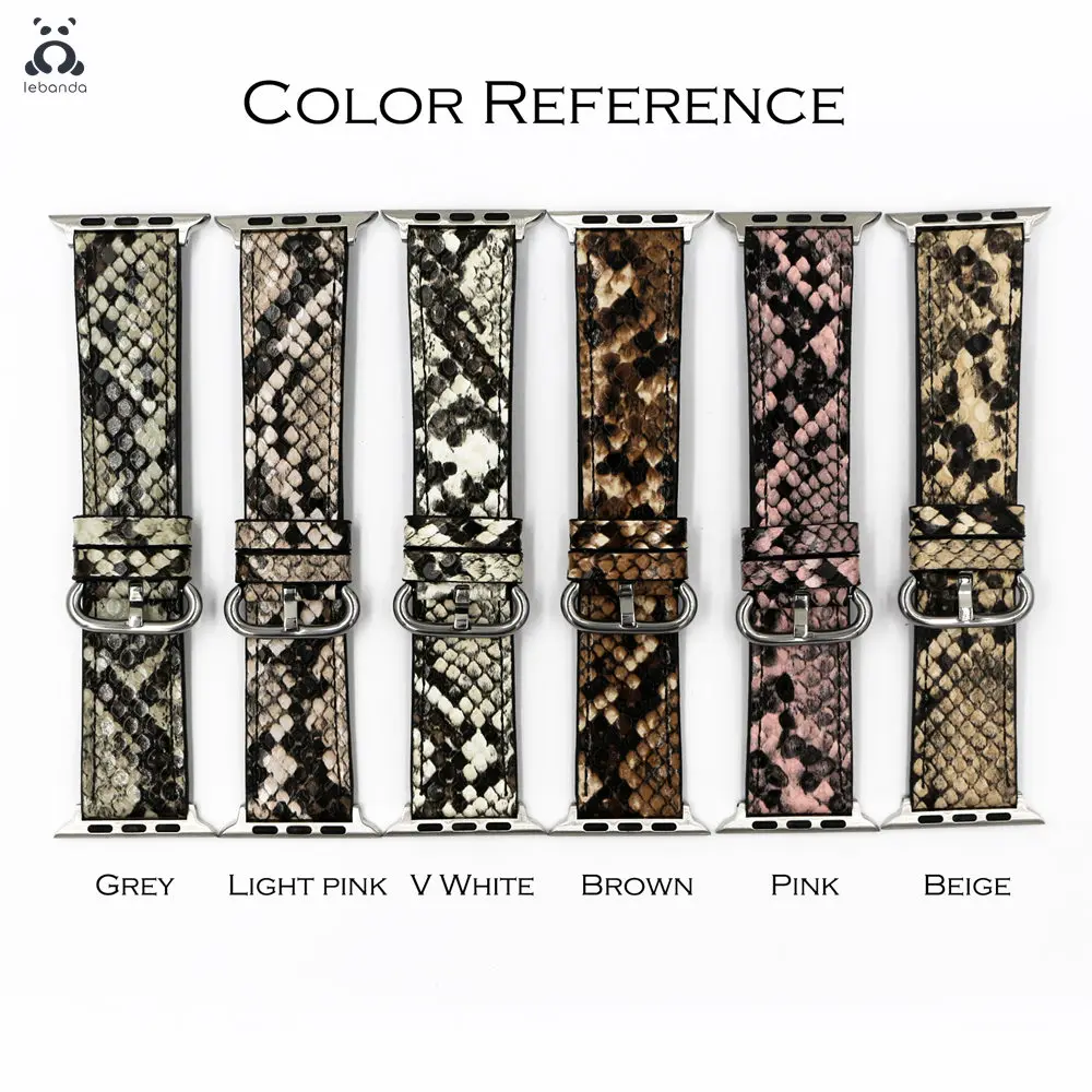 Lebanda strap suitable for Apple Watch series 9 8 7 6 SE 5 suitable for iWatch leather design with realistic python print strap