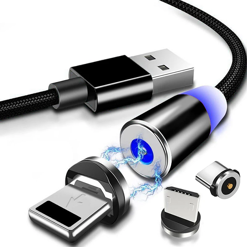 Magnetic Charger Micro USB Cable plug Round Magnetic Cable plug Fast Charging Wire Cord Magnet USB Type C Cable plug free