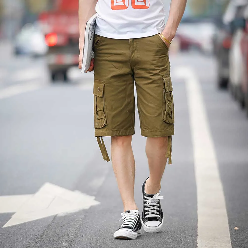 Fashion Summer Beachshorts Men\'s Casual Cargo Shorts Big Pocket Loose Baggy Streetwear Plus Size Clothing