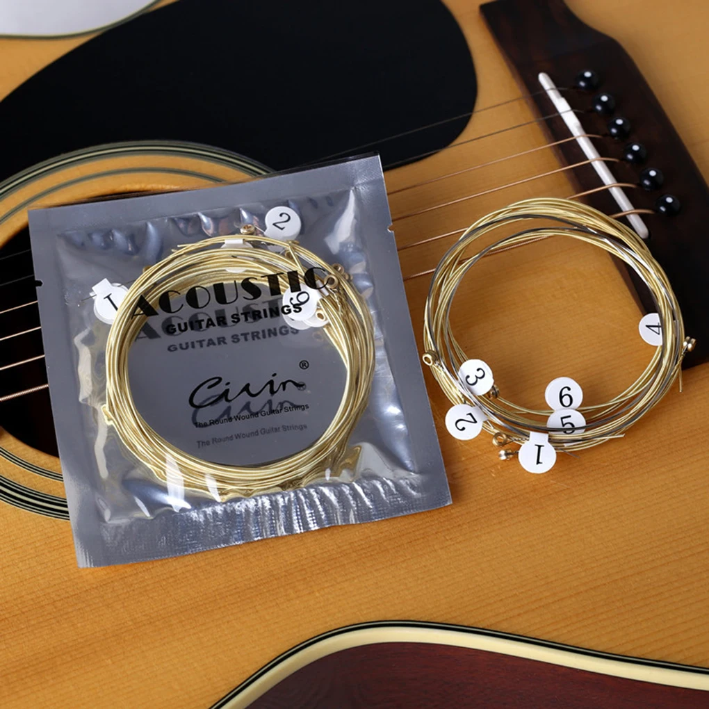 6pcs/set Folk Guitar String Replacement Parts Acoustic Guitar Copper Core Strings Kit Musical Instrument Accessories