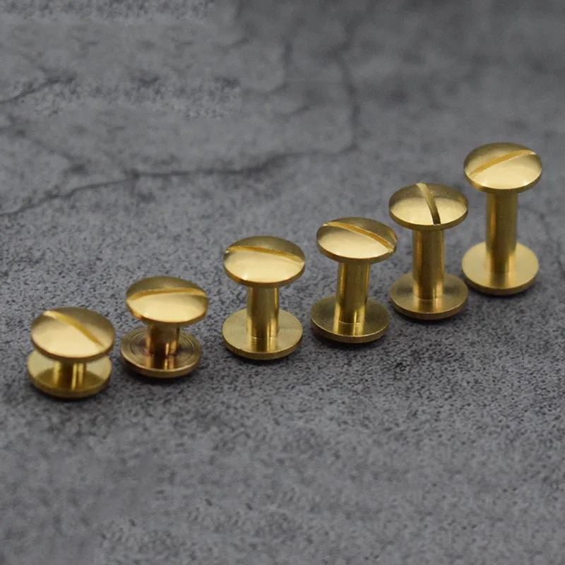 Dia 8mm Wallet Bag Brass Belt Screw Rivet DIY Chicago Handmade Fastener Hardware Leather Craft Part