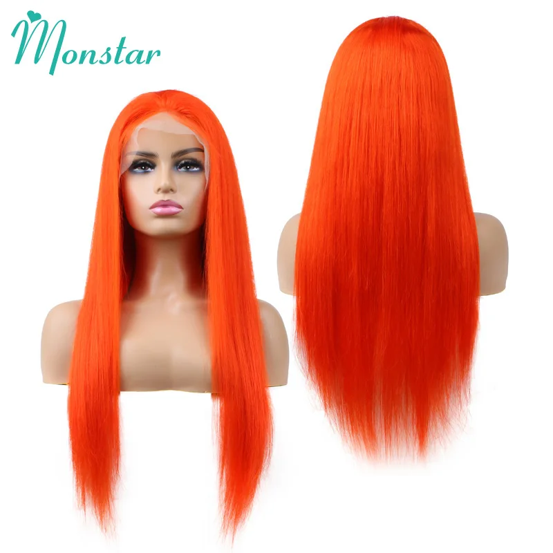 150 180 210 Density Orange Ginger Color 13x4 13x6 360 Lace Frontal Wigs Pre Plucked Brazilian Straight Lace Front Human Hair Wig