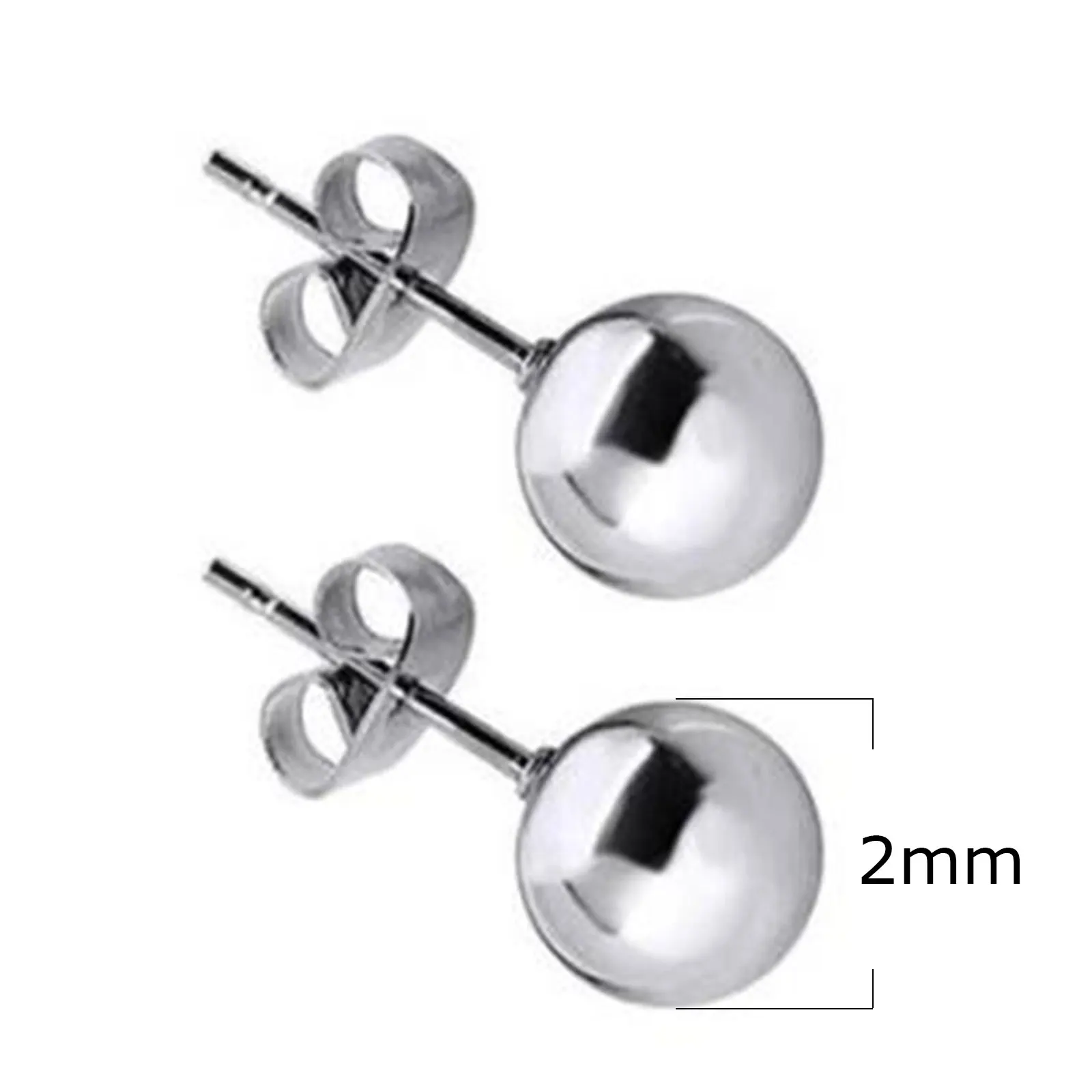 DoreenBeads Stainless Steel Ear Post Stud Earrings For Men Women Jewelry Silver Color Ball 2-8mm Dia., 1 Pair