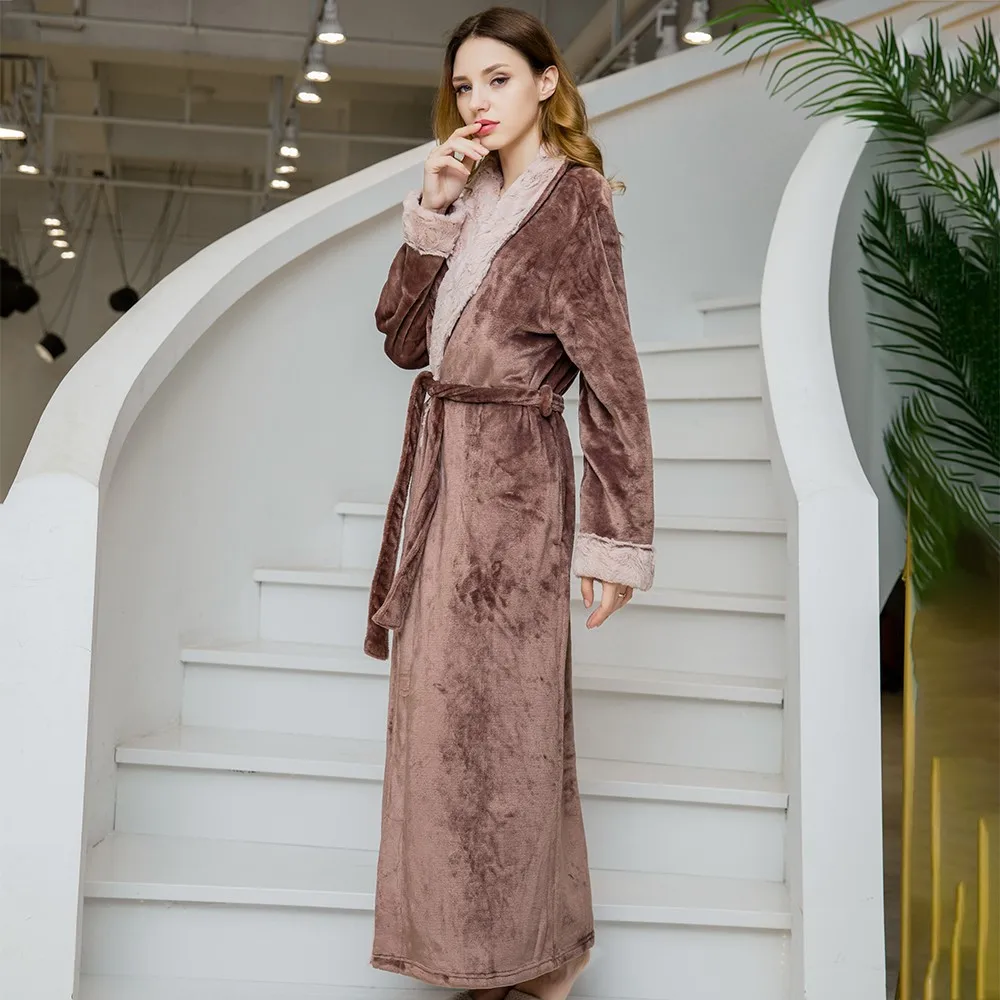 Lovers Winter New Coral Fleece Sleepwear Nightgown Men And WomeBathrobe Flannel Robe Kimono Gown Soft Homewear Intimate Lingerie