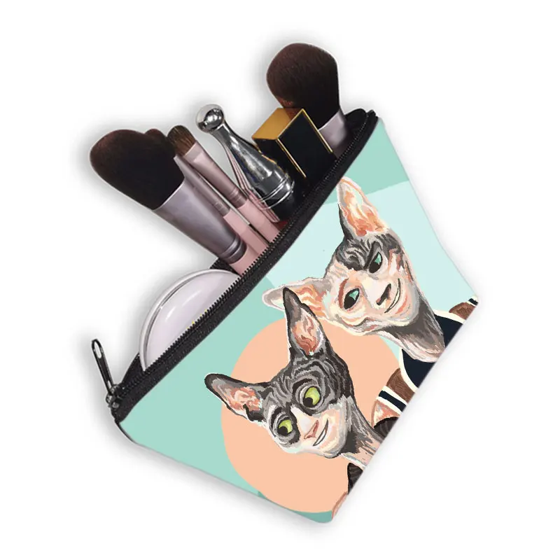 Sphynx Cat Print Cosmetic Bag Woman Multifunctional Beauty Bag Dustproof Storage Bag Ladies Travel Makeup Case girls Makeup Bag