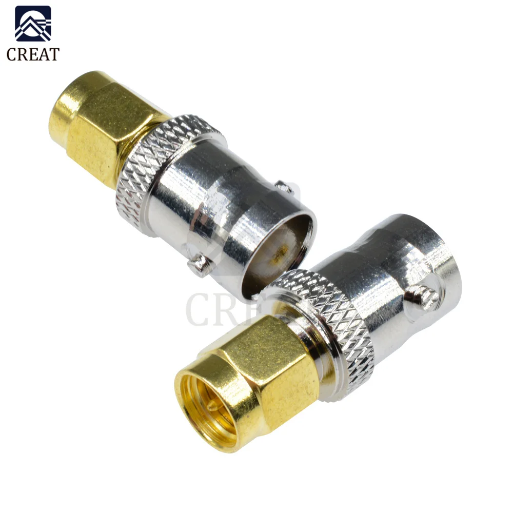 10PCS RF SMA Male Plug to BNC Female DIY Adapter M/F Radio Antenna Contor For RF Gold-Plated Machined Brass