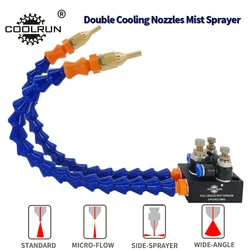 Unidad de sistema de pulverización de lubricación de refrigerante de niebla de doble boquilla, pulverizador de enfriamiento, torno CNC, taladro de fresado, herramienta de máquina de grabado