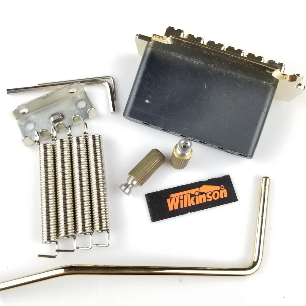 Wilkinson WVS50K Electric Guitar Tremolo System Bridge With matching Satin Saddles Chrome Silver Gold