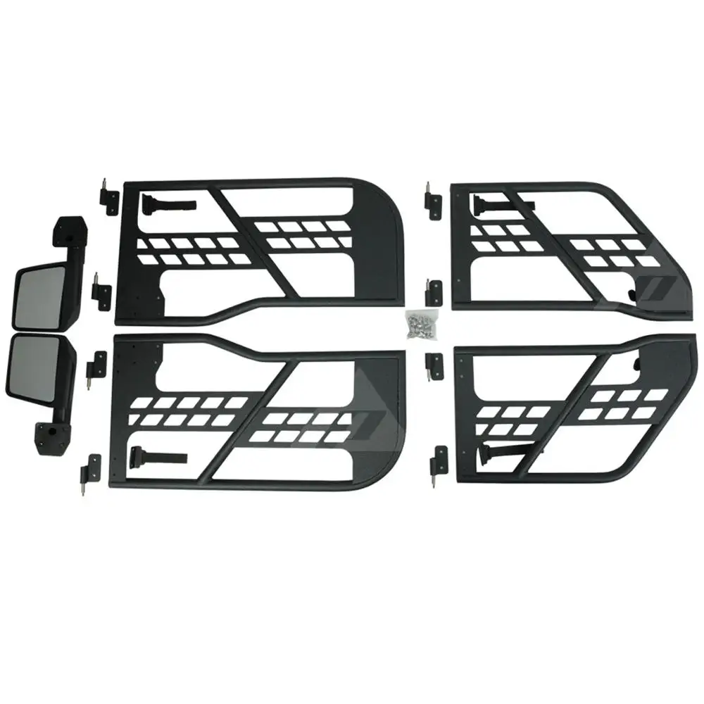 1 Set Black Steel 4 Door Half Tube Doors With Side Mirrors For Jeep Wrangler JK 2007-2017 J196