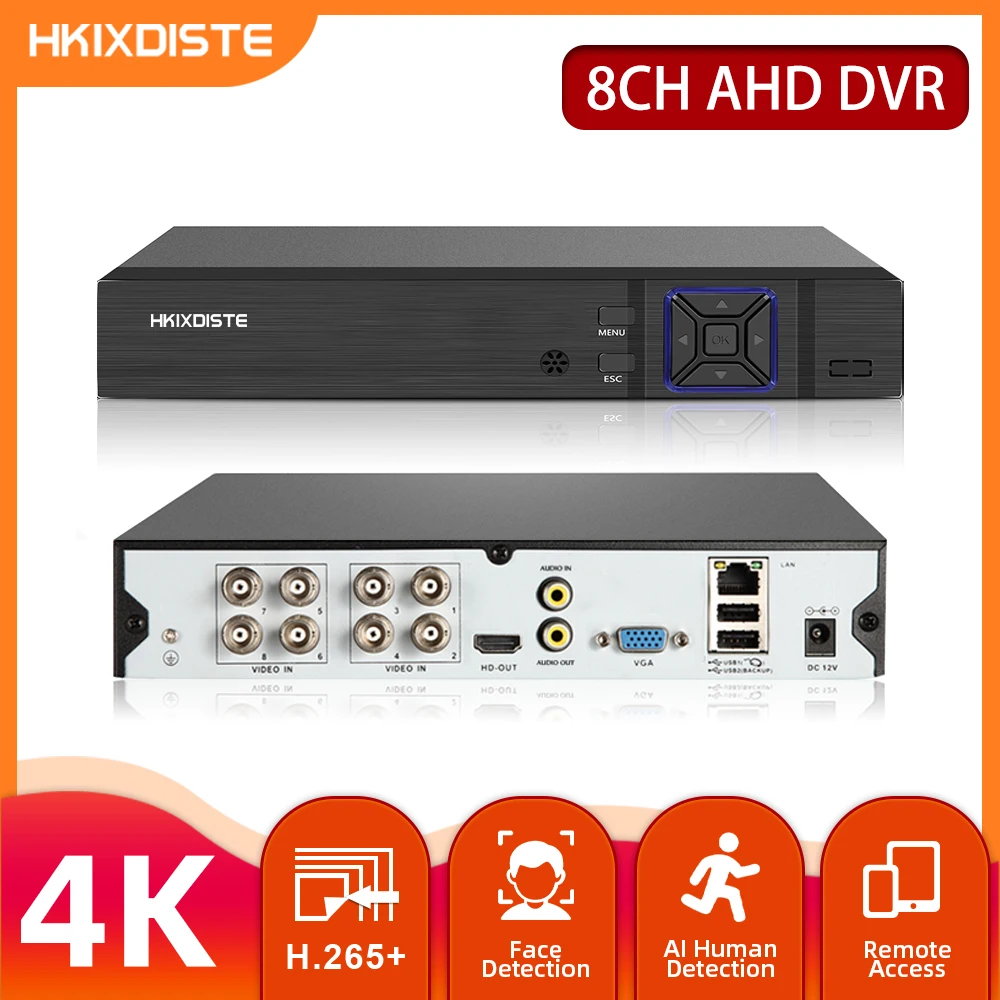 

8 Channels 8.0mp H.265+ DVR Monitor Security 4K Recorder DVR P2P Hard Disk Video Recorder Digital Analog 1 Machine 6 Uses