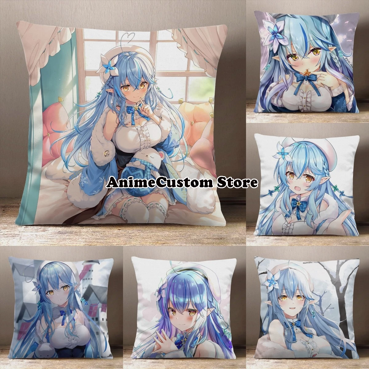 Game  Hololive YouTuber Yukihana Lamy Cosplay Cartoon Square Throw Pillow Siesta Dakimakura Dakimakura Safa Back Cushion Gifts