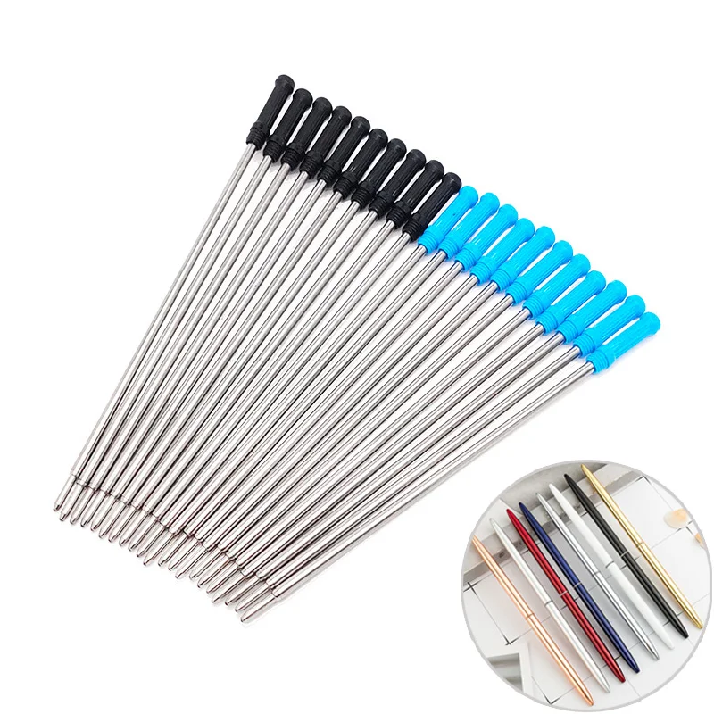 20 pièces/lot 11.6cm recharge de stylo à bille en métal spécial pour stylo à bille 1.0mm recharge de stylo à bille encre bleue noire bureau école Kawaii papeterie